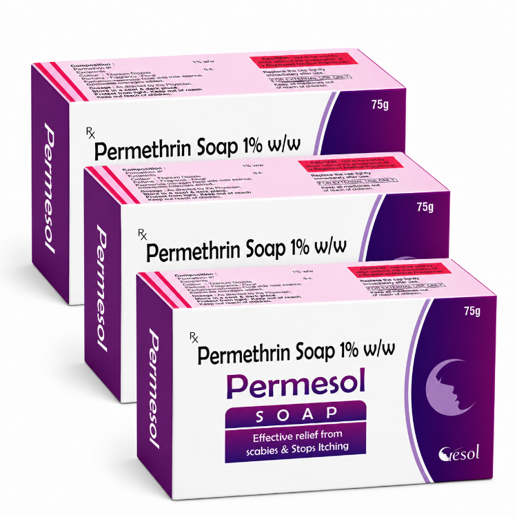 Permesol Soap 1% w/w (Permethrin Soap) – 75g Pack Of 3
