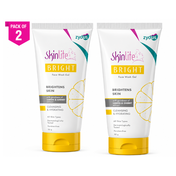 Skinlite Bright Face Wash Gel 50g | Lemon Cherry Extract Face Wash for Bright Skin Pack 2