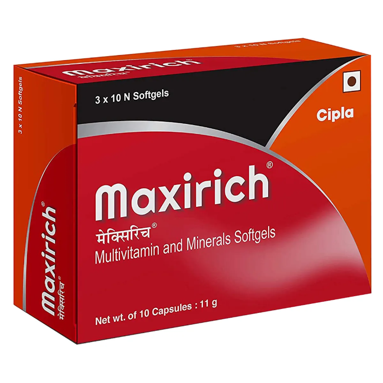 Maxirich Multivitamin and Minerals Softgels – 3 x 10 Softgels