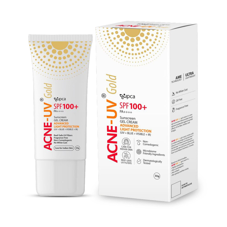 Acne-Uv Gold Advanced Light Protection Sunscreen Gel Cream SPF 100+
