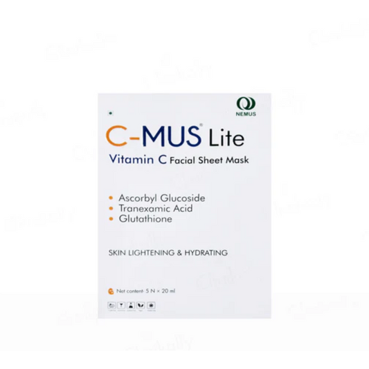 C-Mus Lite Vitamin C Skin Lightening & Hydrating Facial Sheet Mask 20ml*5