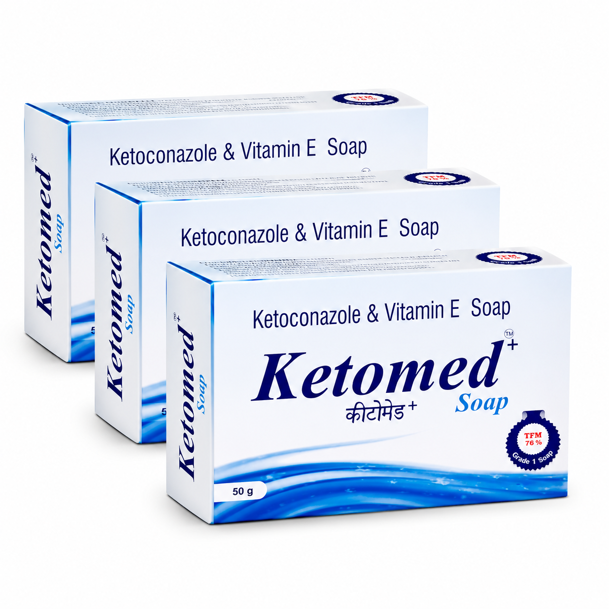 Ketomed+ Ketoconazole Vitamin E Medicated Soap Pack of 3 (50 g Each)