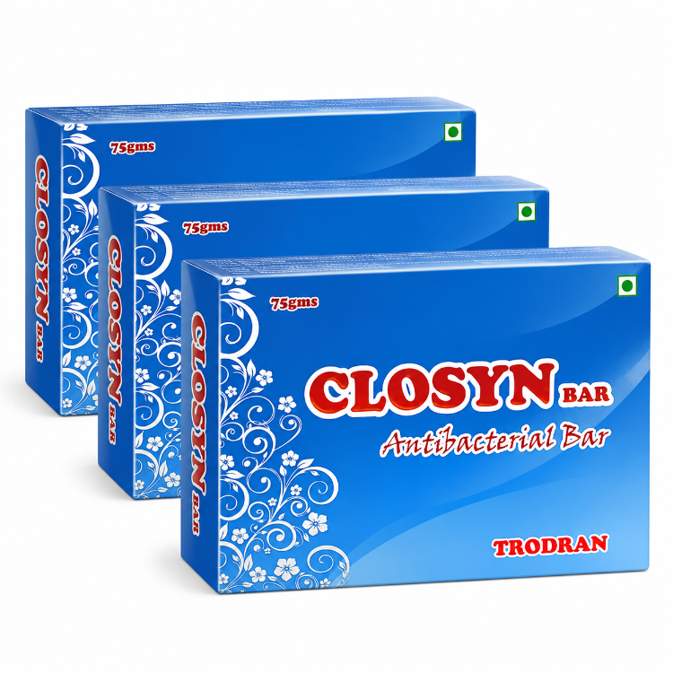 Closyn Antibacterial Cleansing Soap Bar 75g (Pack of 3)