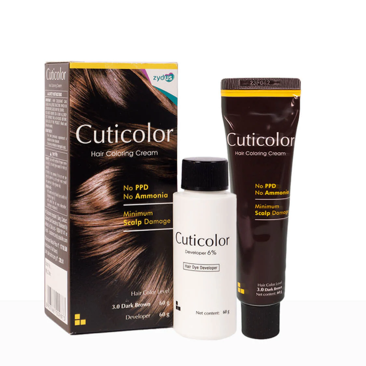 Cuticolor Hair Coloring Cream Dark Brown 3.0 60gm