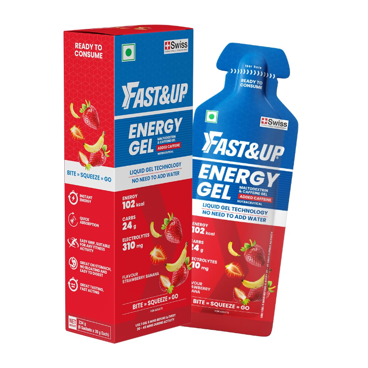 Fast&Up Energy Gel- Strawberry Banana flavour 6*39gm