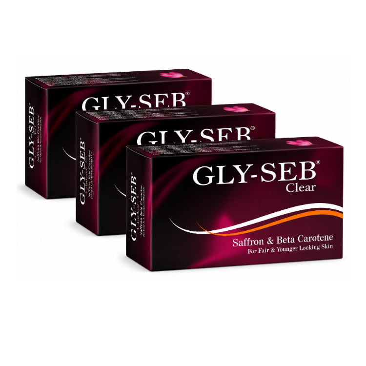 GLY-SEB Clear Saffron  Beta Carotene Beauty Soap Pack of 3 75gm