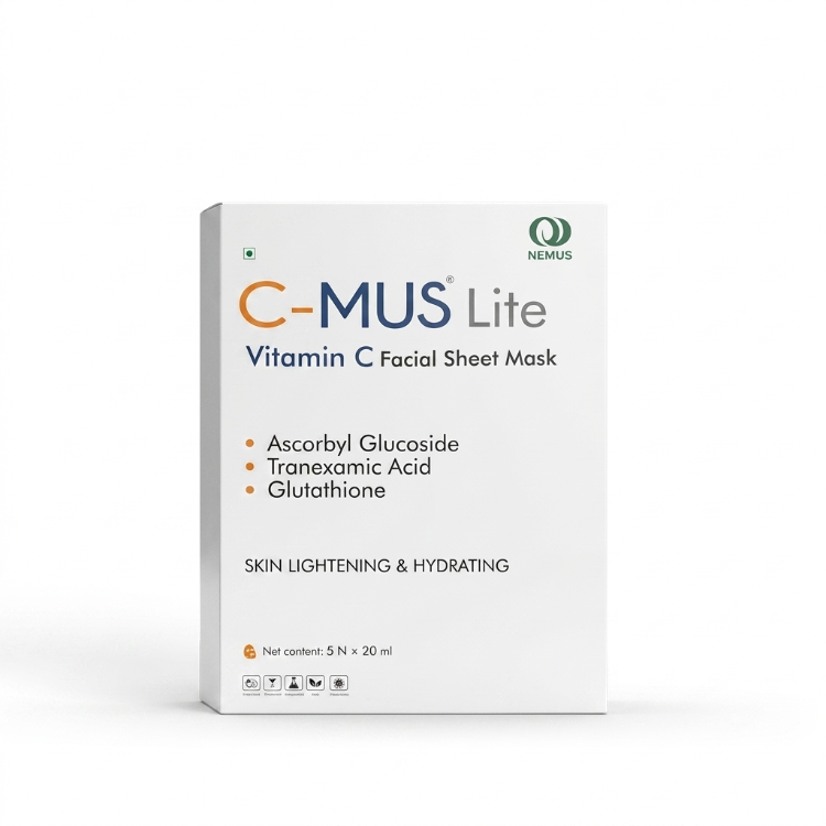 C-Mus Lite Vitamin C Skin Lightening & Hydrating Facial Sheet Mask 20ml*5