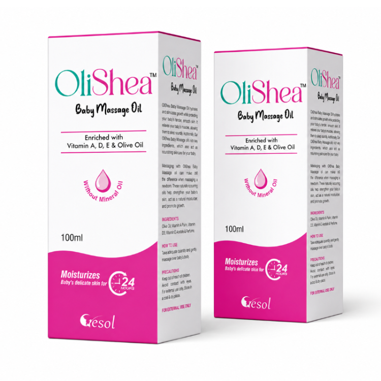 OliShea Baby Massage Oil 100ml Pack of 2 | Vitamin A, D, E Olive Oil for Baby Skin