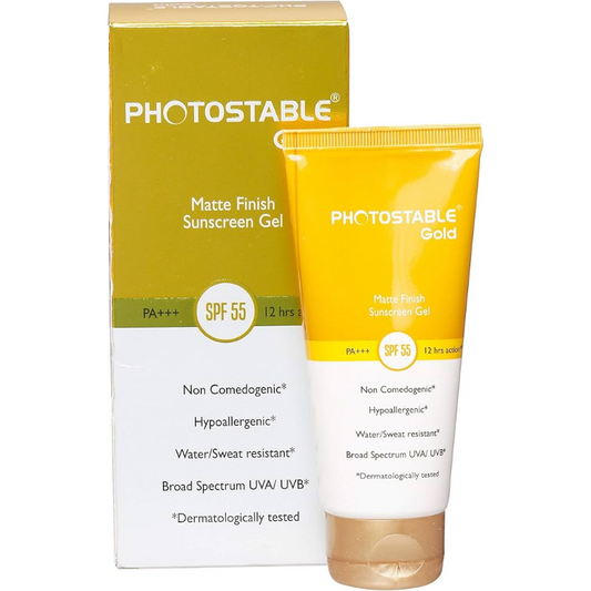Photostable Gold Matte Finish Sunscreen Gel SPF 55 50gm