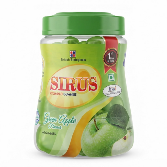 SIRUS Vitamin D Gummies Green Apple Flavour